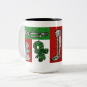 versiering tweekleurige koffiemok (Voorkant links)