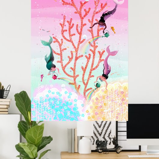 Versiering van de Koraaltuin voor kinderen Poster (Thuiskantoor)