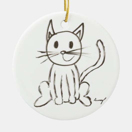 Versiering van gekleurd Kat - blauw Keramisch Ornament (Voorkant)