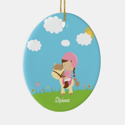 Versiering van gepersonaliseerd bruin paard keramisch ornament (Rechts)