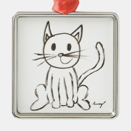Versiering van geschilderd Kat Metalen Ornament (Voorkant)