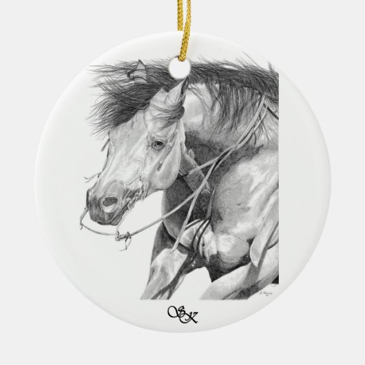 Versiering van snijpaarden keramisch ornament (Voorkant)