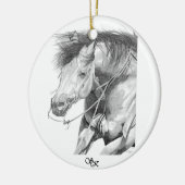 Versiering van snijpaarden keramisch ornament (Links)