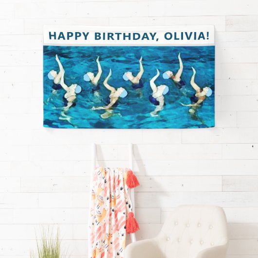 versiering van zwemverjaardagsfeestjes spandoek (Insitu)