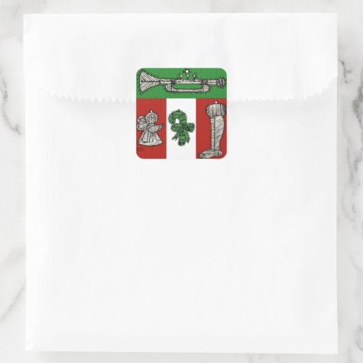  versiering vierkante sticker (Tas)