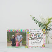 Versieringen en Mittens-kerstfeestdag-fotokaart Feestdagenkaart (Staand voorkant)