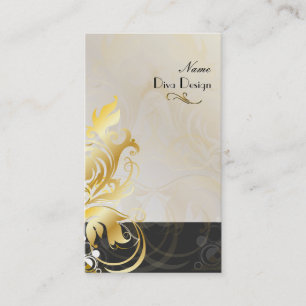 Versieringen en zeugen zwart/goud visitekaartje