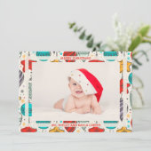  versieringen Foto geboorteaankondigingen Feestdagenkaart (Staand voorkant)