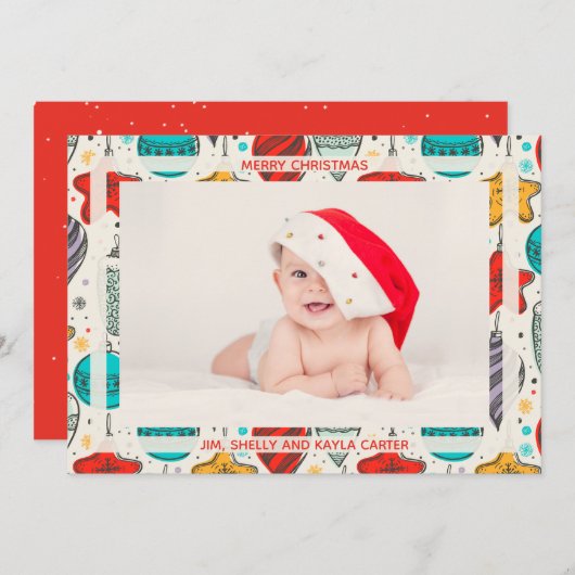  versieringen Foto geboorteaankondigingen Feestdagenkaart (Voorkant / Achterkant)