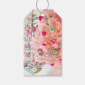  versieringen op roze kerstbomen Label Cadeaulabel (Voorkant)