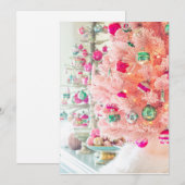 versieringen op roze kerstboomkaart kaart (Voorkant / Achterkant)