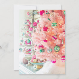 versieringen op roze kerstboomkaart kaart