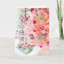 versieringen Roze kerstboomkaart