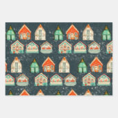 Versieringen, sneeuwwoningen en kerstspelden inpakpapier vel (Voorkant 2)