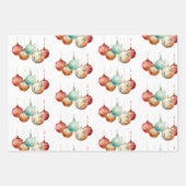 Versieringen, sneeuwwoningen en kerstspelden inpakpapier vel (Voorkant)