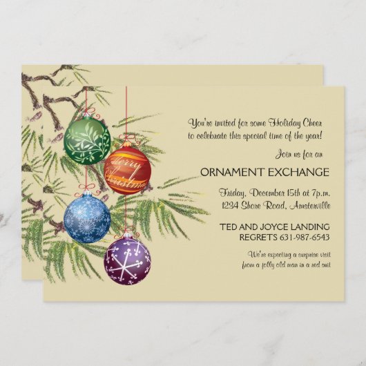  versieringen - uitnodiging voor de feestdag (Voorkant / Achterkant)