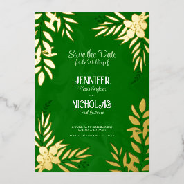 Versieringen van elegante bloemen en bladeren voor folie uitnodiging