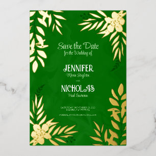 Versieringen van elegante bloemen en bladeren voor folie uitnodiging