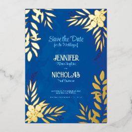 Versieringen van elegante bloemen en bladeren voor folie uitnodiging