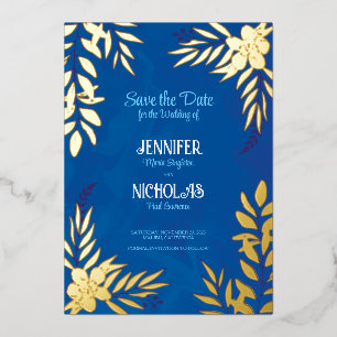 Versieringen van elegante bloemen en bladeren voor folie uitnodiging