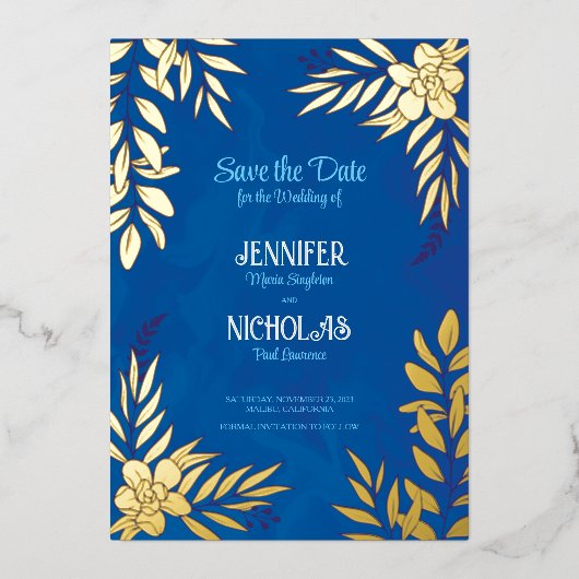 Versieringen van elegante bloemen en bladeren voor folie uitnodiging (Voorkant)