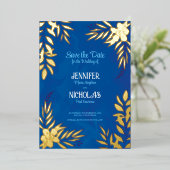 Versieringen van elegante bloemen en bladeren voor folie uitnodiging (Staand Voorkant)