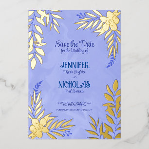 Versieringen van elegante bloemen en bladeren voor folie uitnodiging