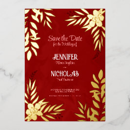 Versieringen van elegante bloemen en bladeren voor folie uitnodiging