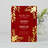 Versieringen van elegante bloemen en bladeren voor folie uitnodiging (Staand Voorkant)