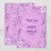 Versieringen van legante bloemen en bladeren voor  bedankkaart (Voorkant / Achterkant)