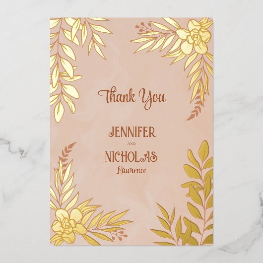 Versieringen van legante bloemen en bladeren voor  folie uitnodiging (Voorkant)