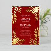 Versieringen van legante bloemen en bladeren voor  folie uitnodiging (Staand Voorkant)