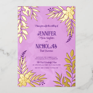 Versieringen van legante bloemen en bladeren voor  folie uitnodiging