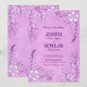 Versieringen van legante bloemen en bladeren voor  kaart (Voorkant / Achterkant)