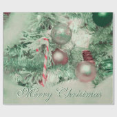 Versieringen Vergroente Kerst Groene Roze Holiday  Cadeaupapier (Vlak)