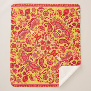 versierpaislebandafdruk, zijde hals sherpa deken