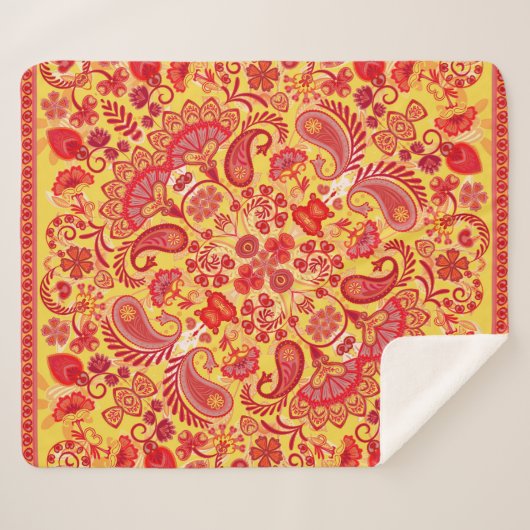  versierpaislebandafdruk, zijde hals sherpa deken (Voorkant (horizontaal))