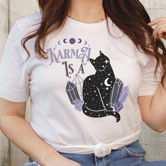 VERSIES Karma is een zwarte kat hemelkristallen T-shirt