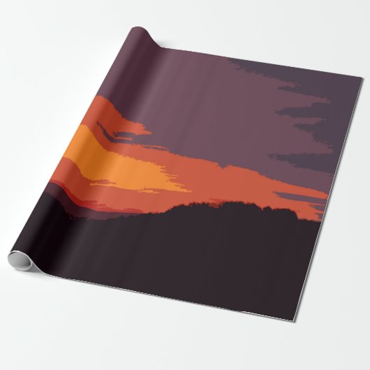 Versimpelde zonsondergang cadeaupapier (Uitgerold)