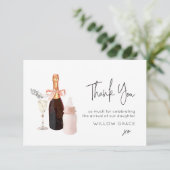 Versip en bekijk de nieuwe baby met een creditcar bedankkaart (Staand voorkant)