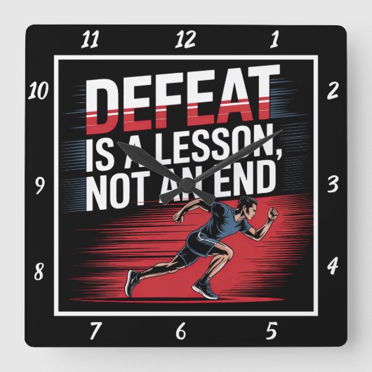 Versla de les, niet de eindloper vierkante klok (Voorkant)