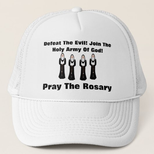 Versla het kwaad...bid de rosary! trucker pet (Voorkant)