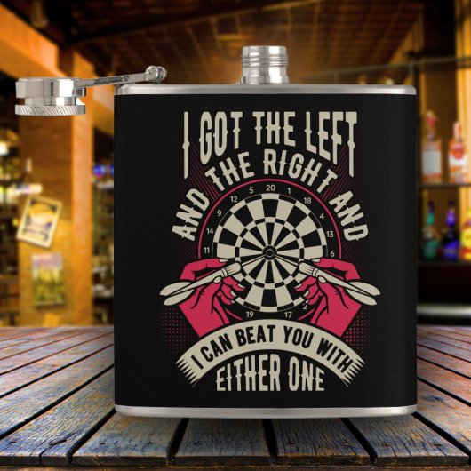 Versla je met beide handen Dart Speler Flask 6 oz. Heupfles