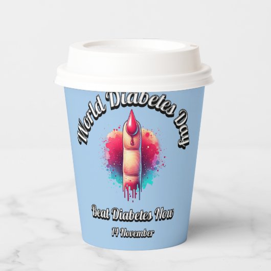 Versla nu diabetes. Werelddiabetesdag. Papieren Bekers (Voorkant)