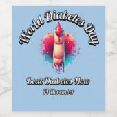 Versla nu diabetes. Werelddiabetesdag. Wijn Etiket (Enkel label)