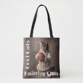 Verslaafd aan breigarenhouder breigeschenk tote bag (Voorkant)