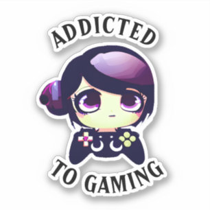 Verslaafd aan gamen   Lieve Kawaii meisjesgamer Sticker