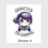 Verslaafd aan gaming | Leuke Kawaii meisje gamer Sticker (Vel)