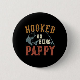 Verslaafd aan het zijn van Pappy Vaderdag Vissen P Ronde Button 5,7 Cm