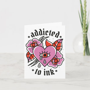 Verslaafd aan Ink Broken Heart Valentijnsdag Tatto Kaart